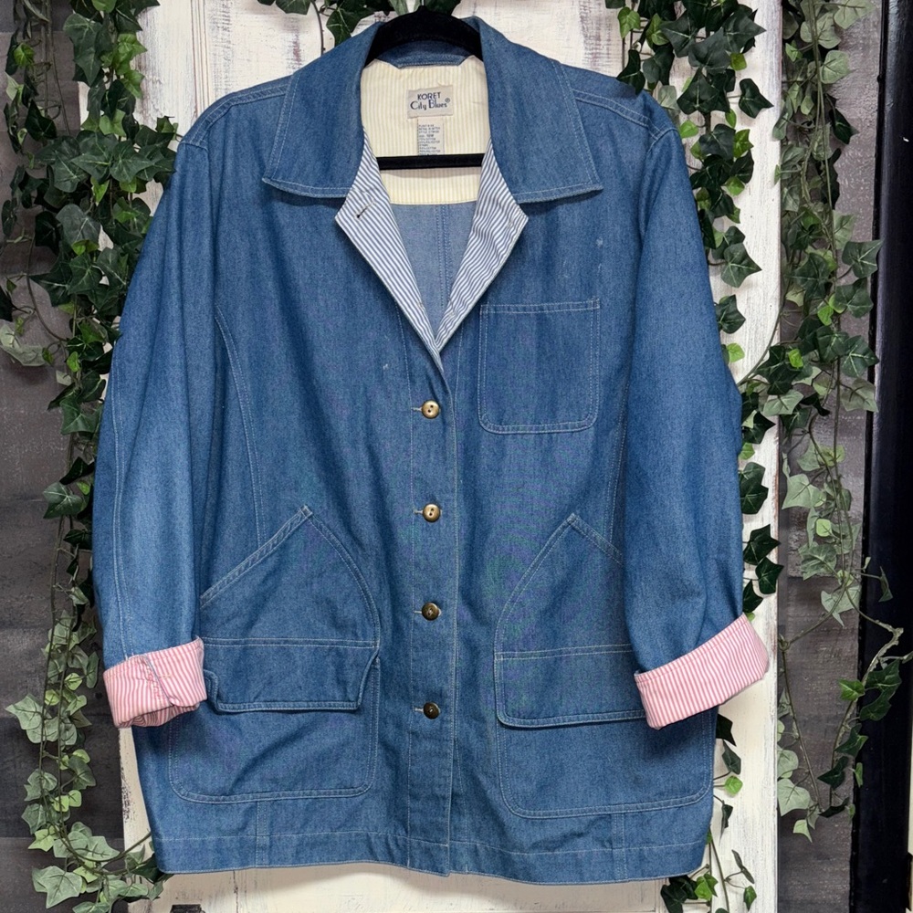 Koret Blue Jean Jacket with Pink Cuffs